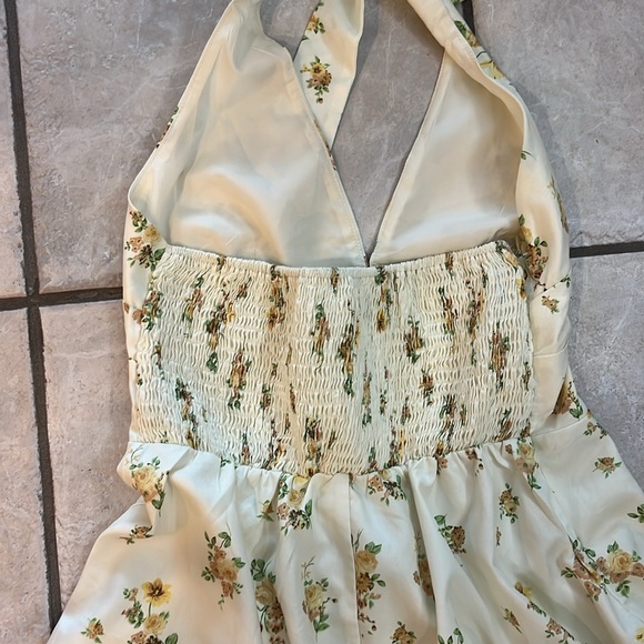 Floral Halter Dress - Cream and Yellow - Picture 3 of 6